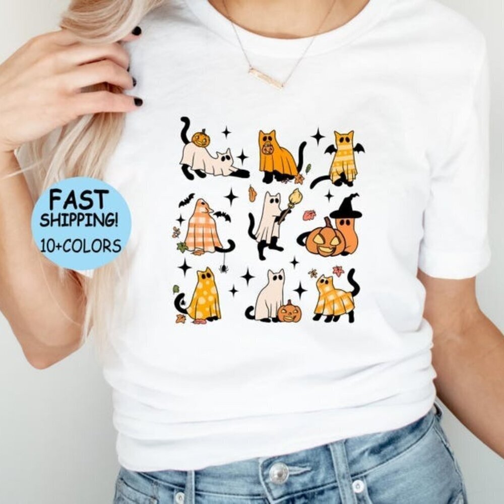 Halloween Cat Lover Graphic T Shirt